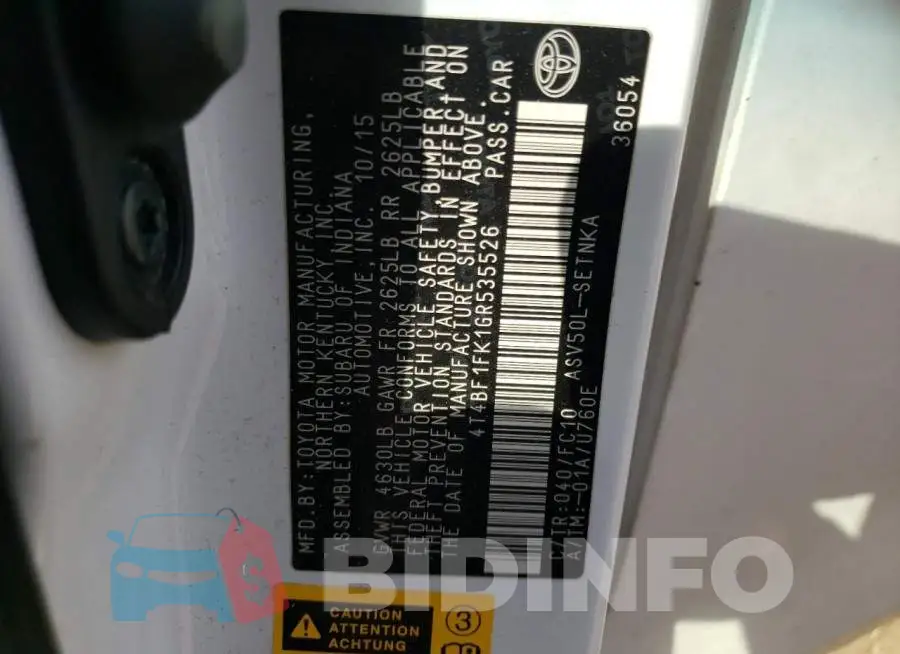 4T4BF1FK1GR535526 Photo# 10