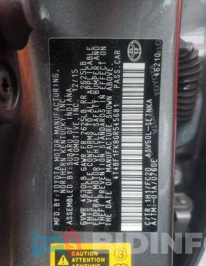 4T4BF1FK8GR545681 Photo# 10