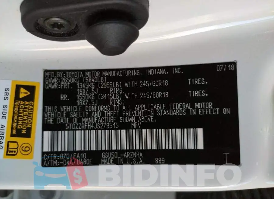 5TDZZRFH4JS279515 Photo# 10