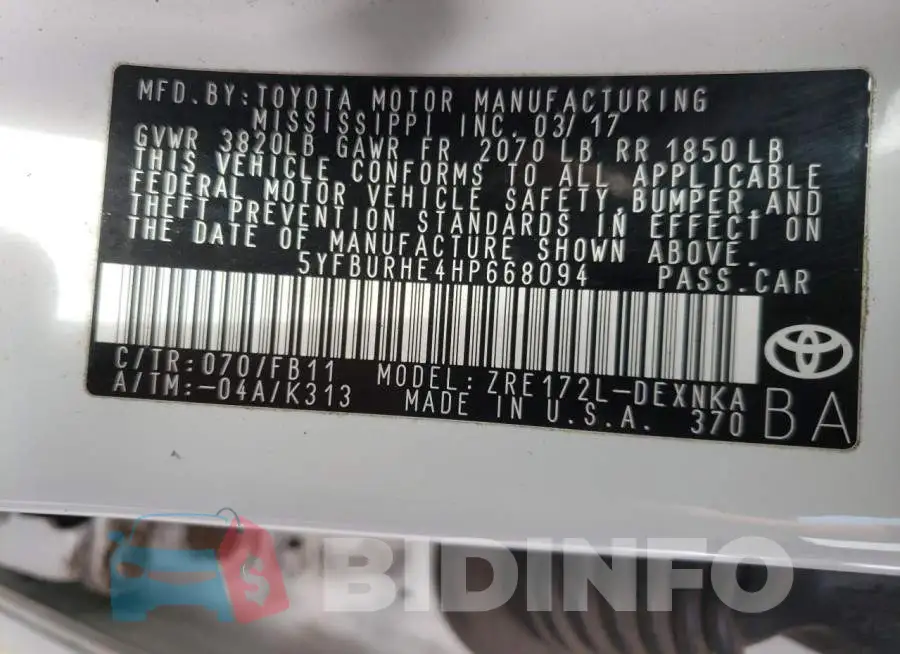 5YFBURHE4HP668094 Photo# 10