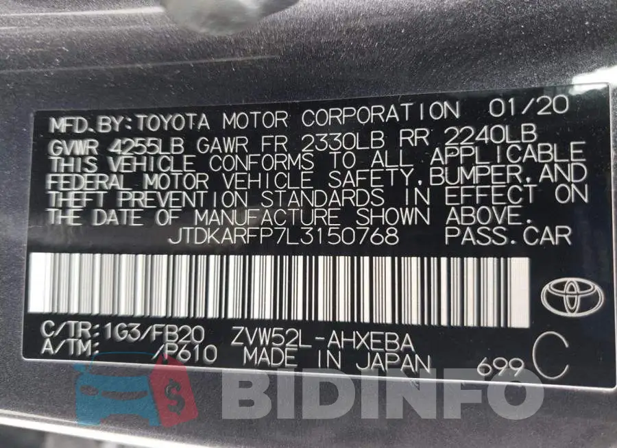 JTDKARFP7L3150768 Photo# 10