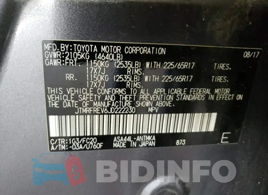 JTMRFREV6JD222230 Photo# 10