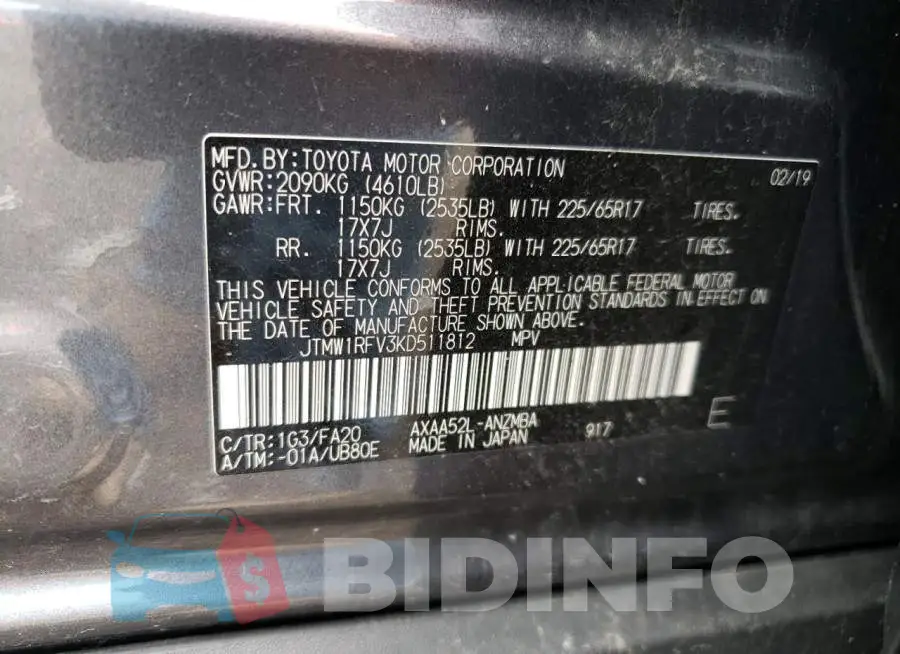 JTMW1RFV3KD511812 Photo# 10