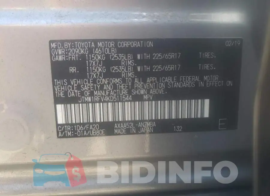 JTMW1RFV4KD511544 Photo# 10