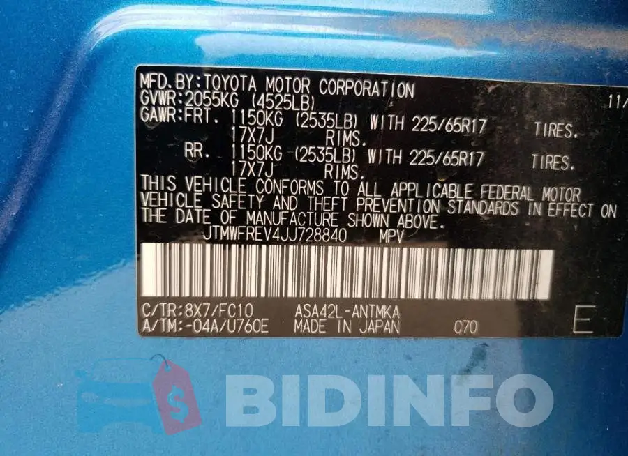 JTMWFREV4JJ728840 Photo# 10