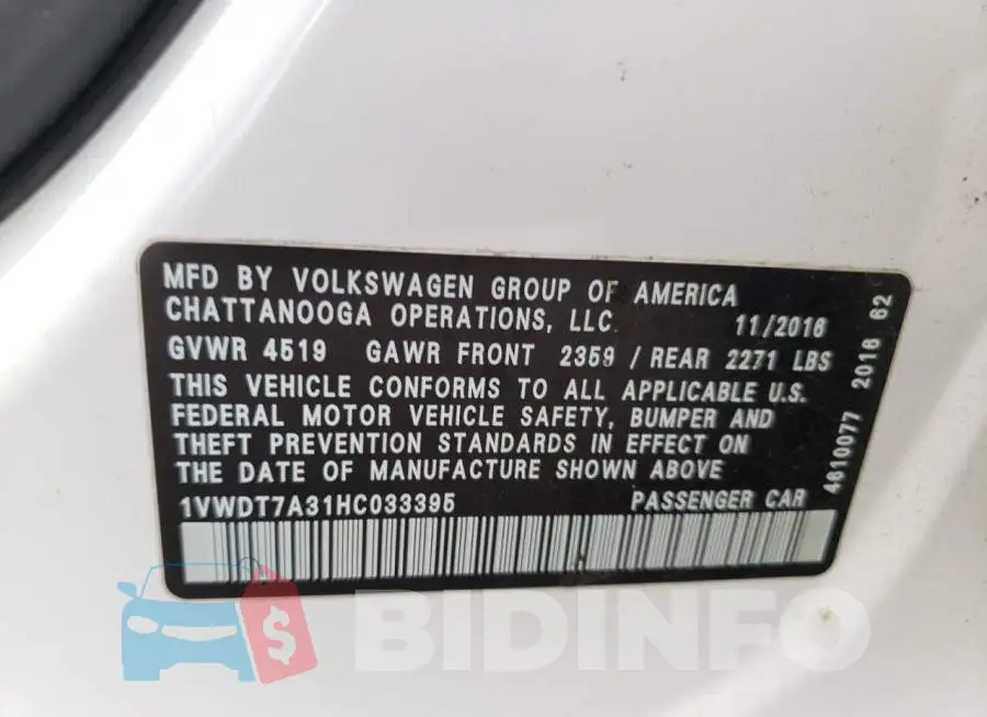1VWDT7A31HC033395 Photo# 10