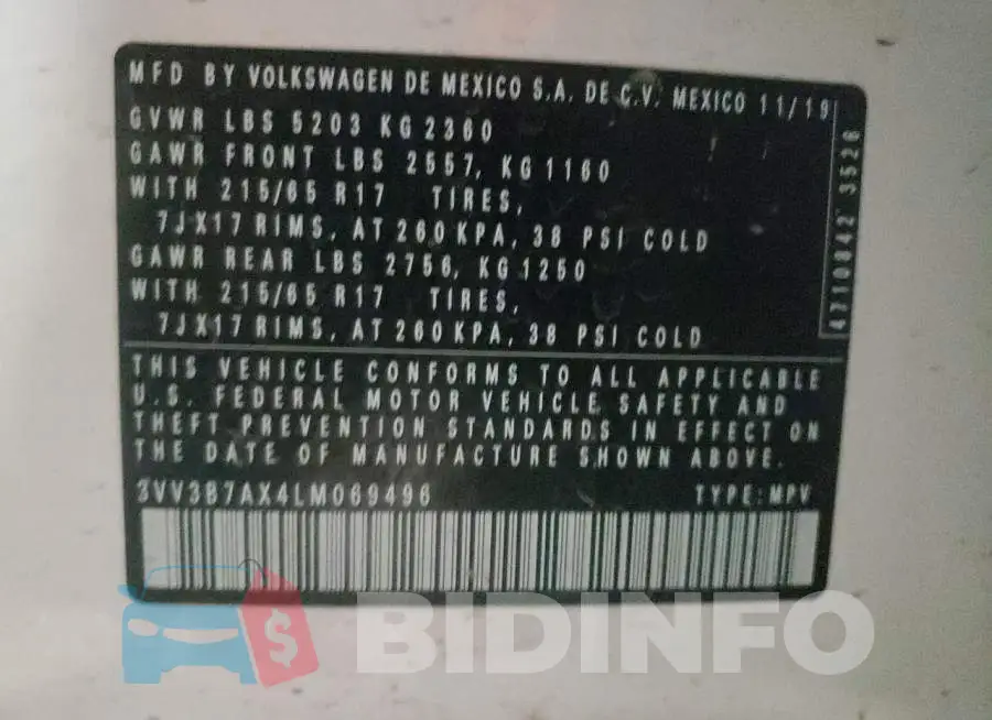3VV3B7AX4LM069496 Photo# 10