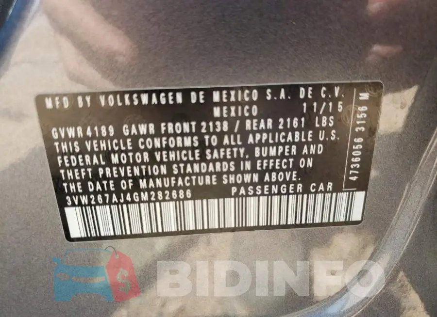 3VW267AJ4GM282686 Photo# 10