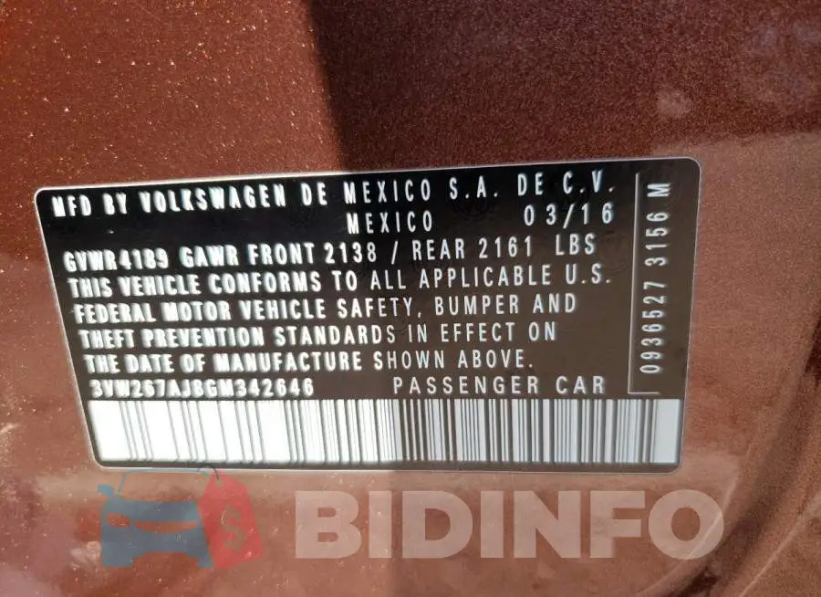 3VW267AJ8GM342646 Photo# 10