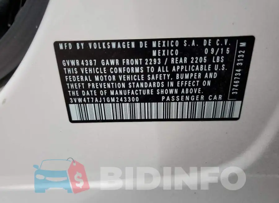 3VW4T7AJ1GM243300 Photo# 10