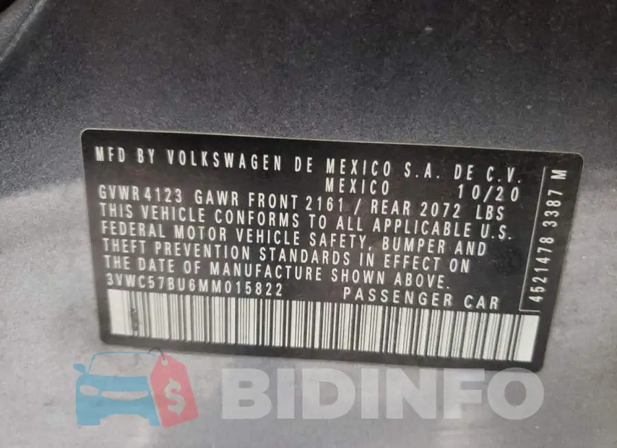 3VWC57BU6MM015822 Photo# 10