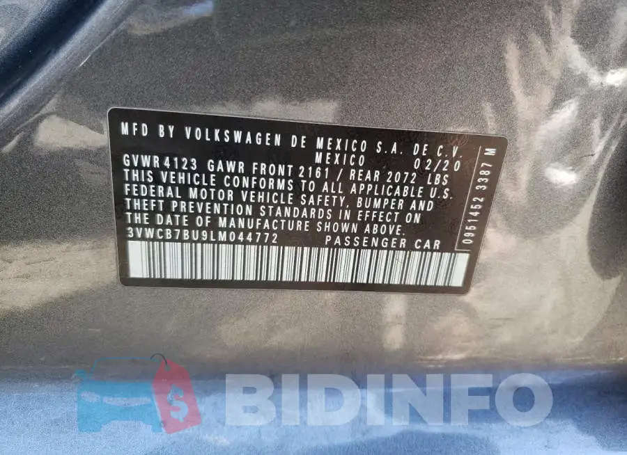 3VWCB7BU9LM044772 Photo# 10