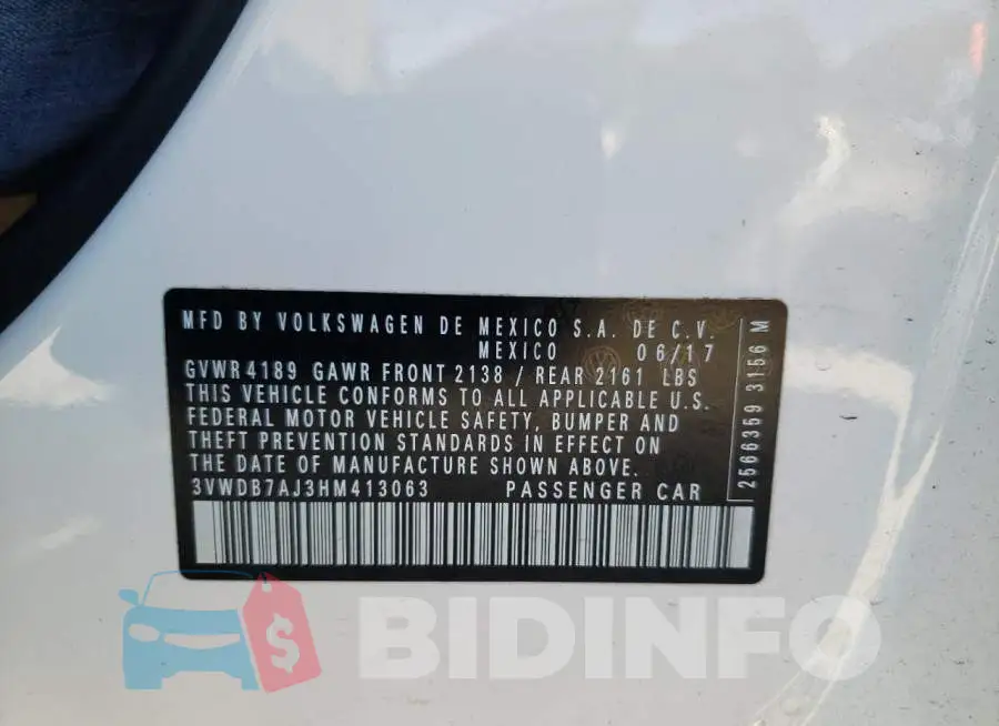 3VWDB7AJ3HM413063 Photo# 10