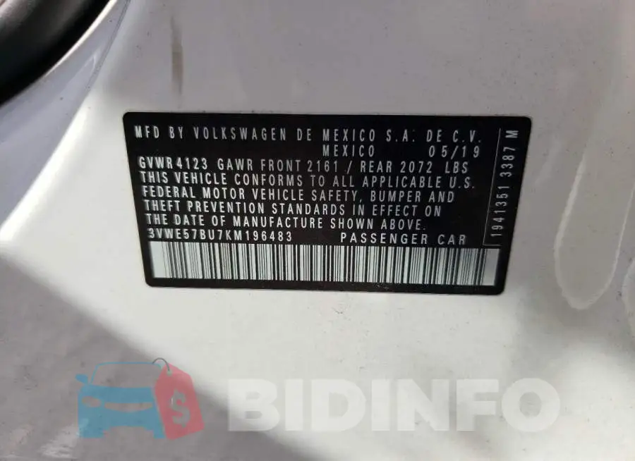 3VWE57BU7KM196483 Photo# 10