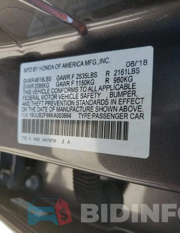 19UUB2F66KA003664 Photo# 10