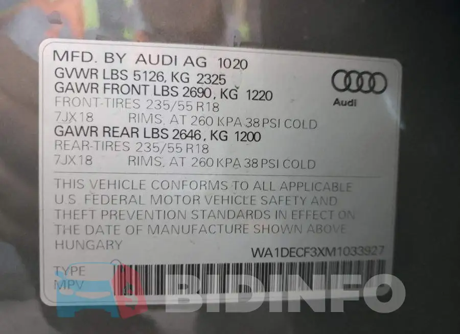WA1DECF3XM1033927 Photo# 10