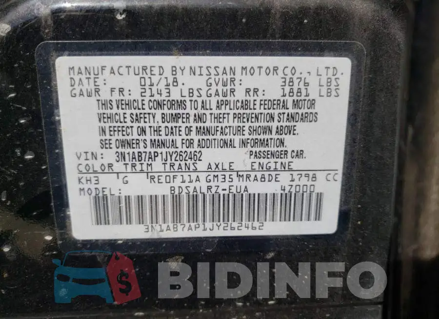 3N1AB7AP1JY262462 Photo# 10