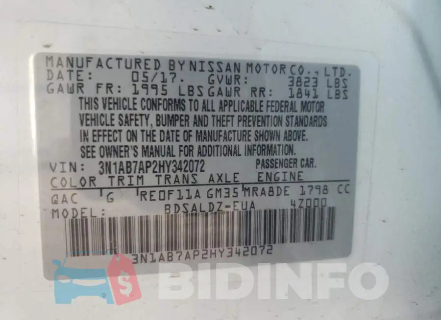 3N1AB7AP2HY342072 Photo# 10
