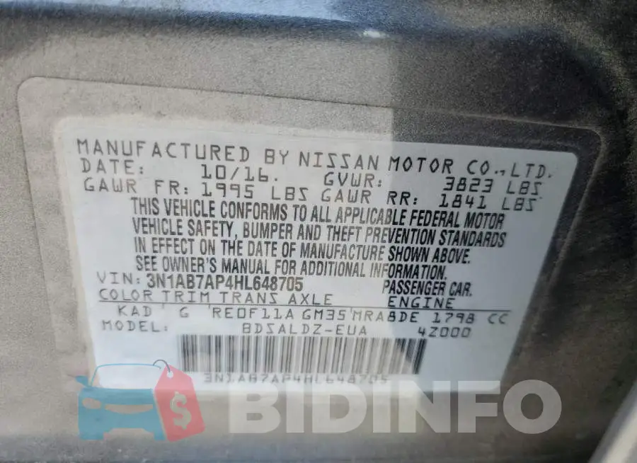 3N1AB7AP4HL648705 Photo# 10
