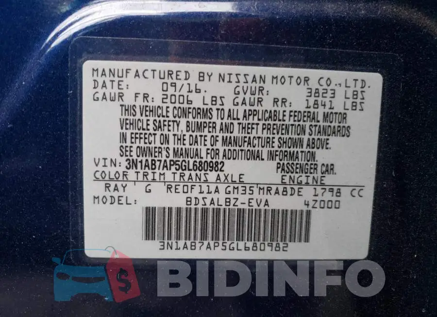 3N1AB7AP5GL680982 Photo# 10
