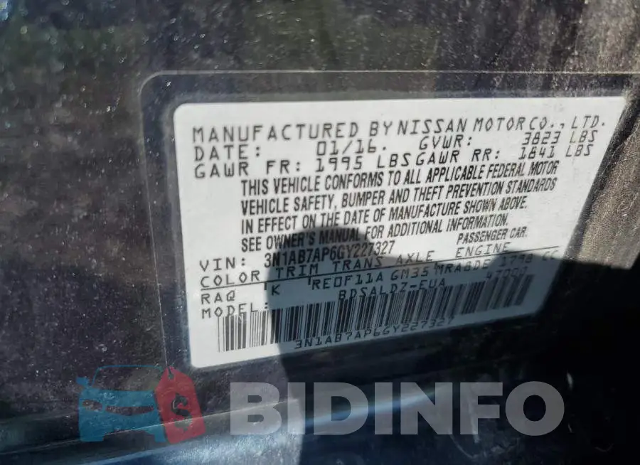3N1AB7AP6GY227327 Photo# 10