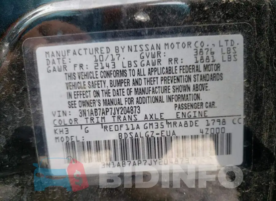 3N1AB7AP7JY204873 Photo# 10