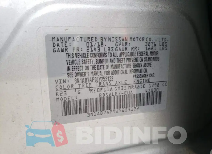 3N1AB7AP9JY253122 Photo# 10