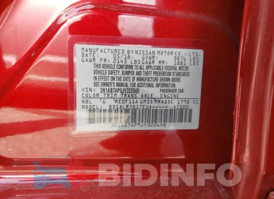 3N1AB7AP9JY322648 Photo# 10