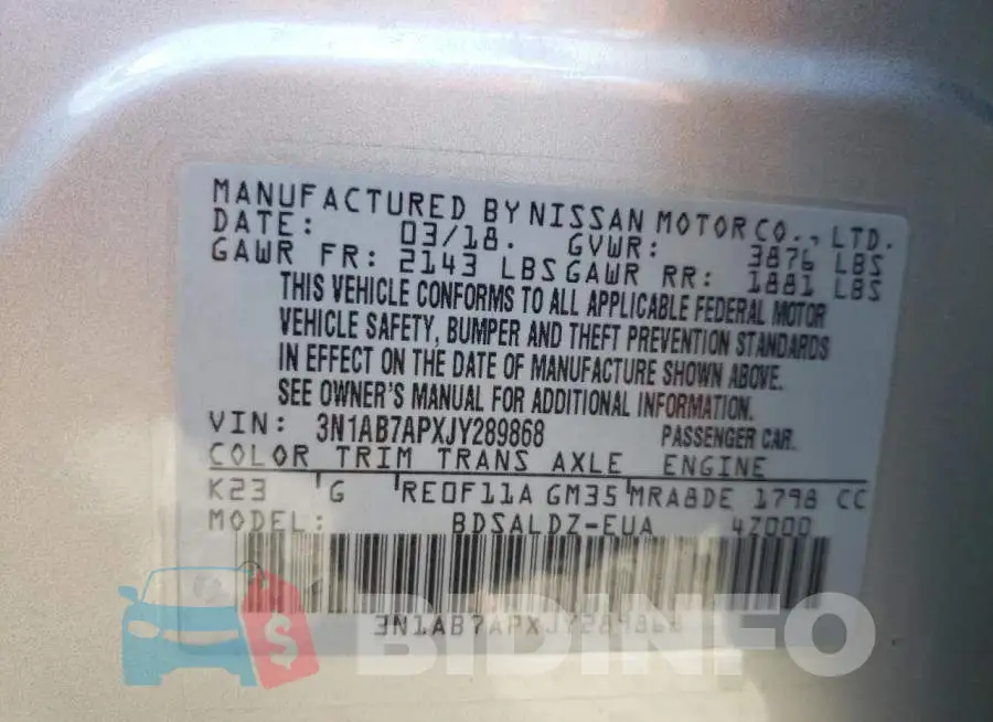 3N1AB7APXJY289868 Photo# 10