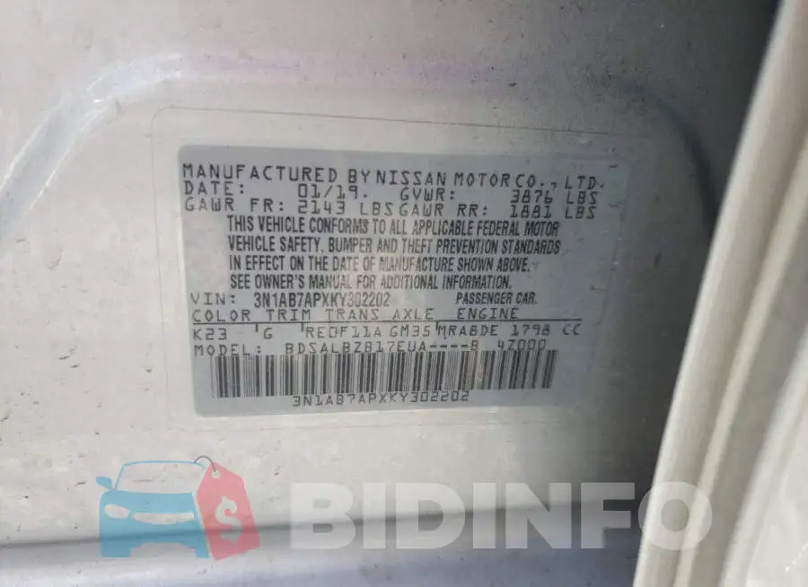 3N1AB7APXKY302202 Photo# 10