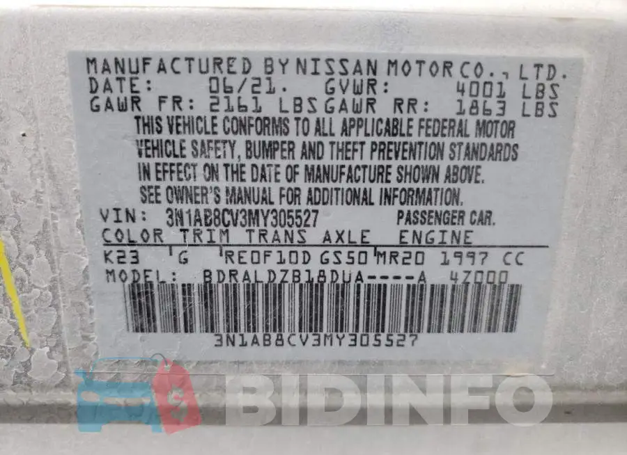 3N1AB8CV3MY305527 Photo# 10