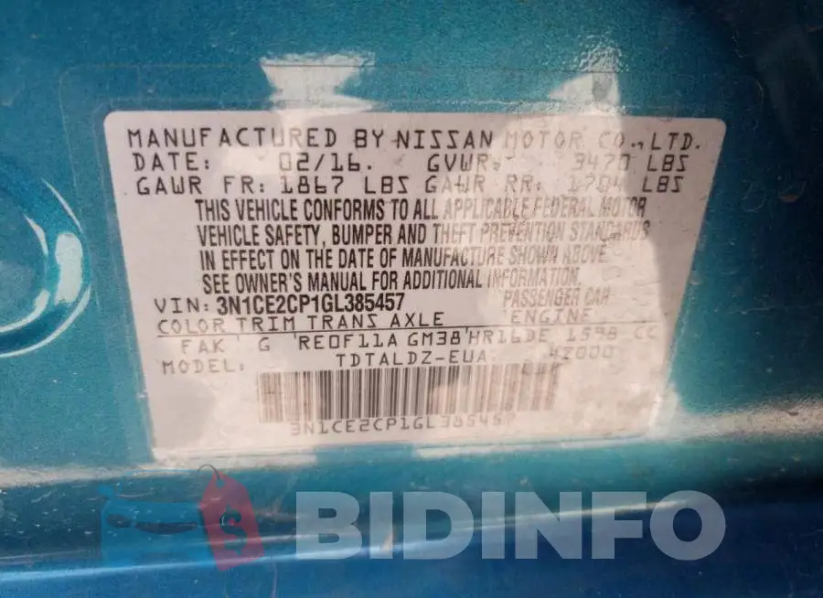 3N1CE2CP1GL385457 Photo# 10