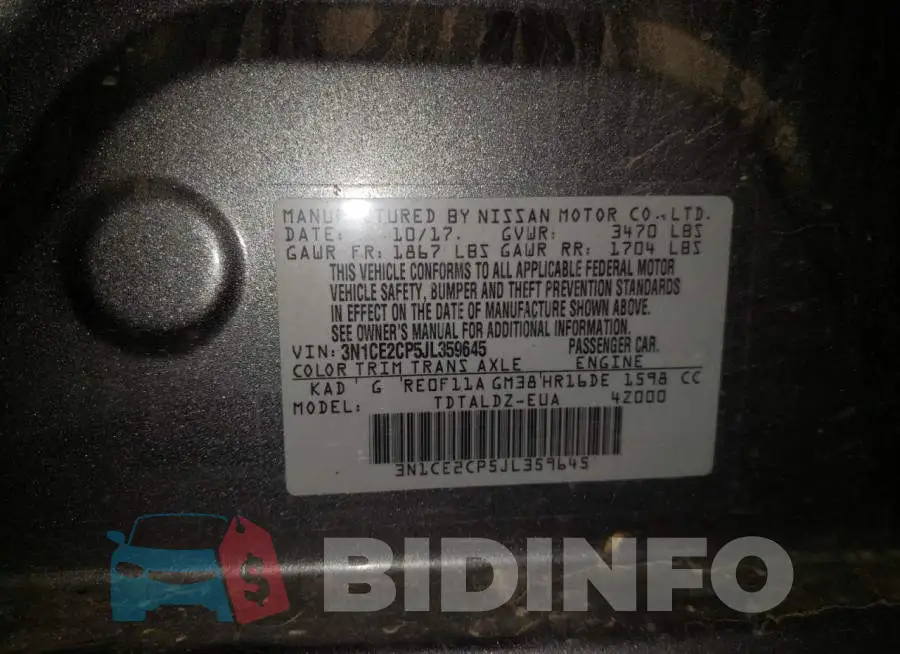 3N1CE2CP5JL359645 Photo# 10