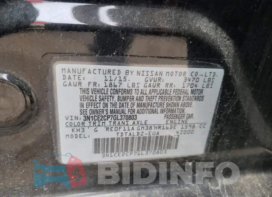 3N1CE2CP7GL370803 Photo# 10