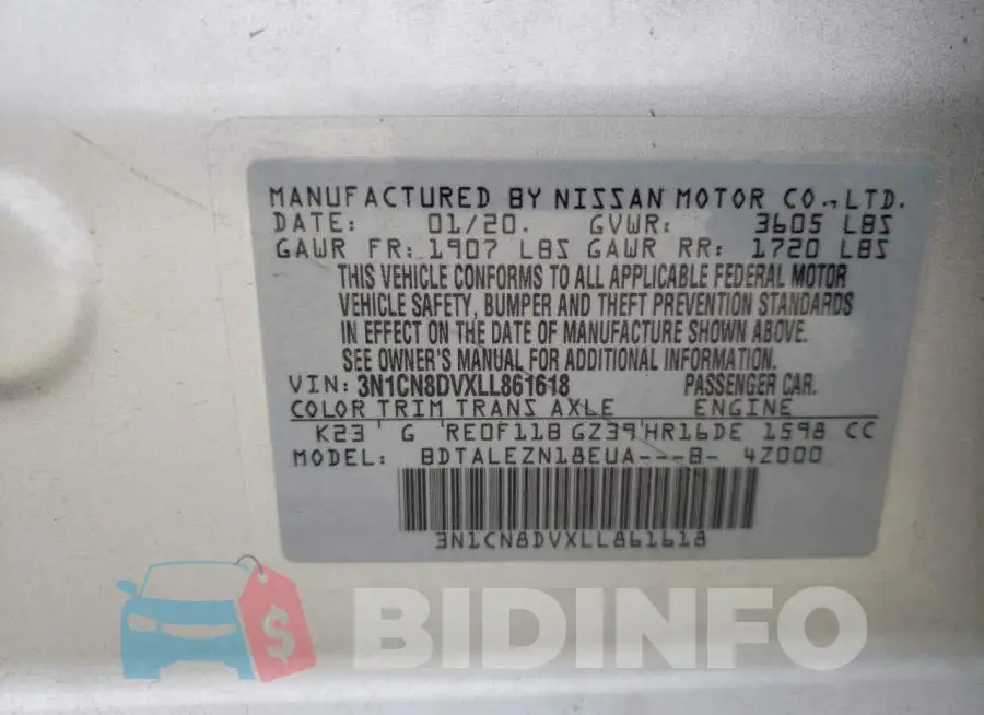 3N1CN8DVXLL861618 Photo# 10