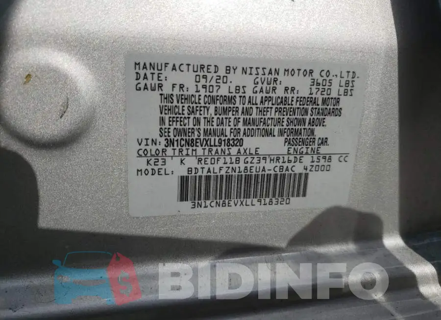 3N1CN8EVXLL918320 Photo# 10