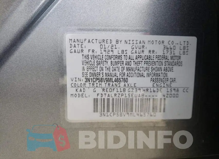 3N1CP5BV9ML465760 Photo# 10