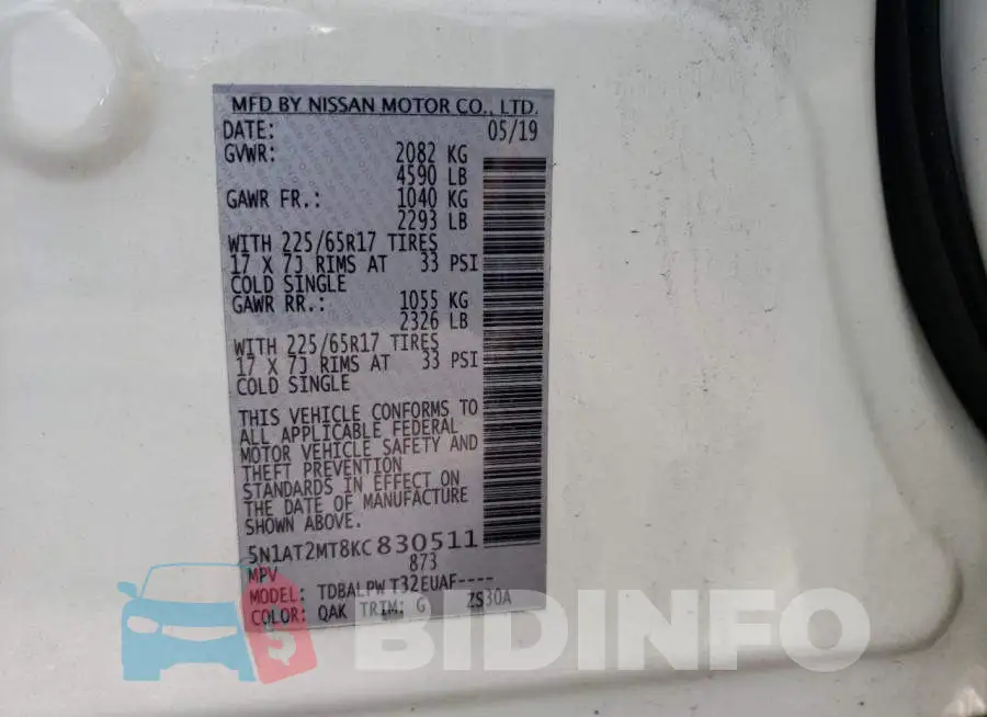 5N1AT2MT8KC830511 Photo# 10