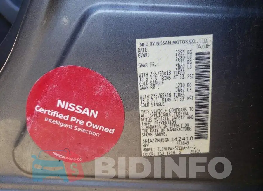 5N1AZ2MH5GN142410 Photo# 10
