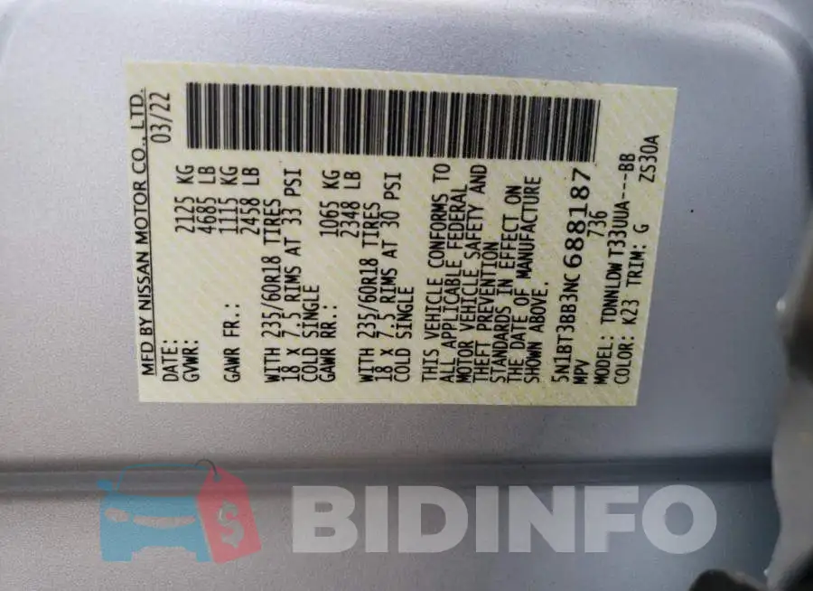 5N1BT3BB3NC688187 Photo# 10