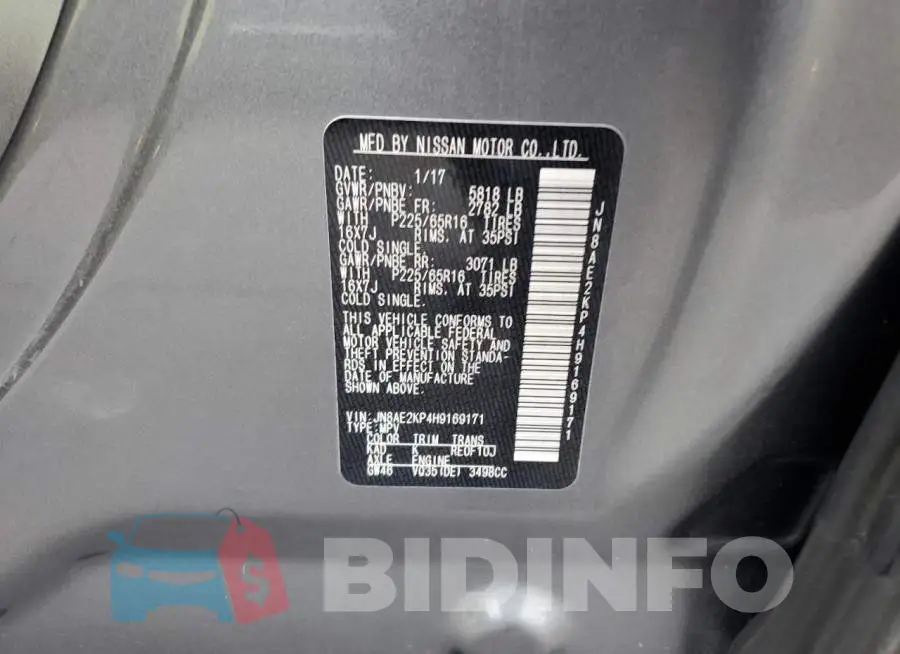 JN8AE2KP4H9169171 Photo# 10