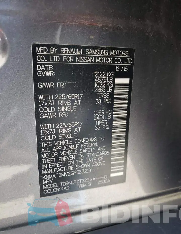 KNMAT2MV2GP637213 Photo# 10