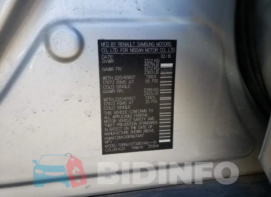 KNMAT2MV2GP667487 Photo# 10