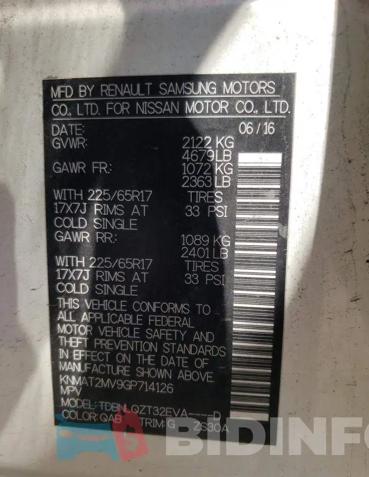 KNMAT2MV9GP714126 Photo# 10