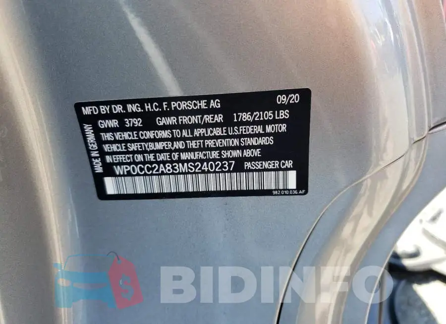 WP0CC2A83MS240237 Photo# 10