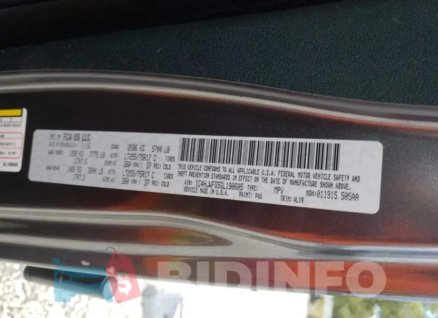 1C4HJWFG5GL190605 Photo# 10