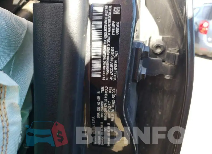 ZACCJBBB1HPE85839 Photo# 10