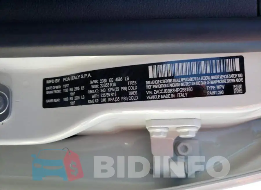 ZACCJBBB3HPG58180 Photo# 10
