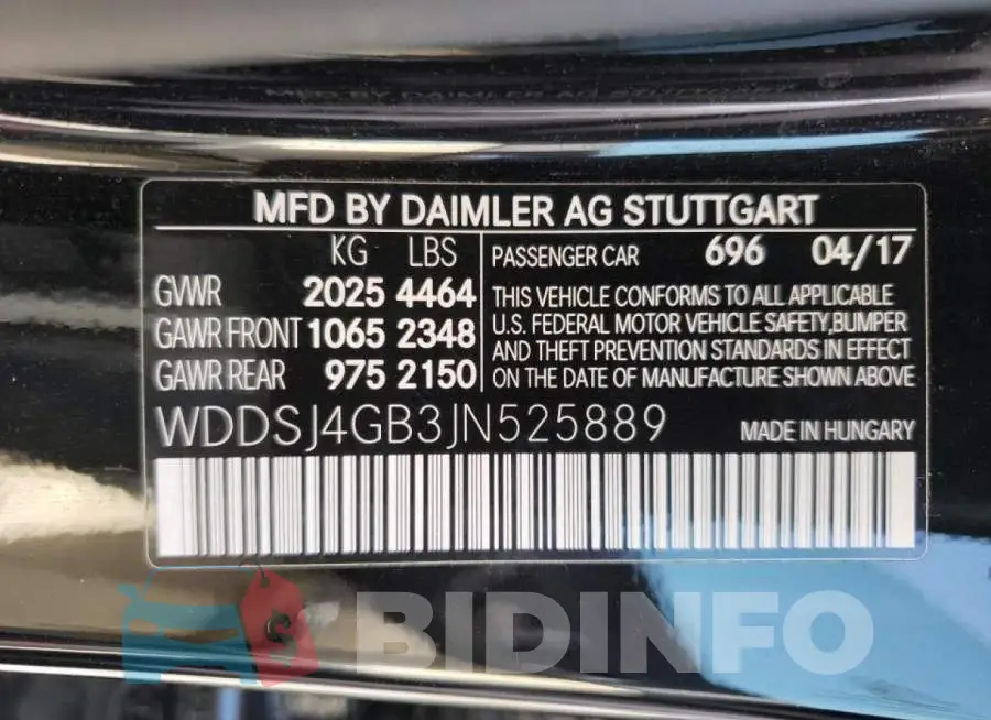 WDDSJ4GB3JN525889 Photo# 10