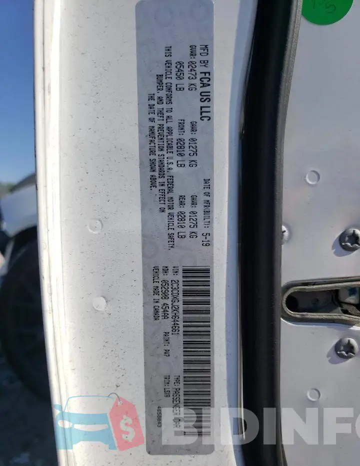 2C3CDXGJ2KH644661 Photo# 10